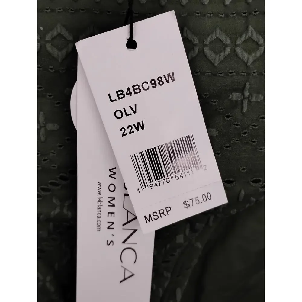 La Blanca Women's Swim Bottoms Size 22 Olive Green Eyelet material Tummy Control